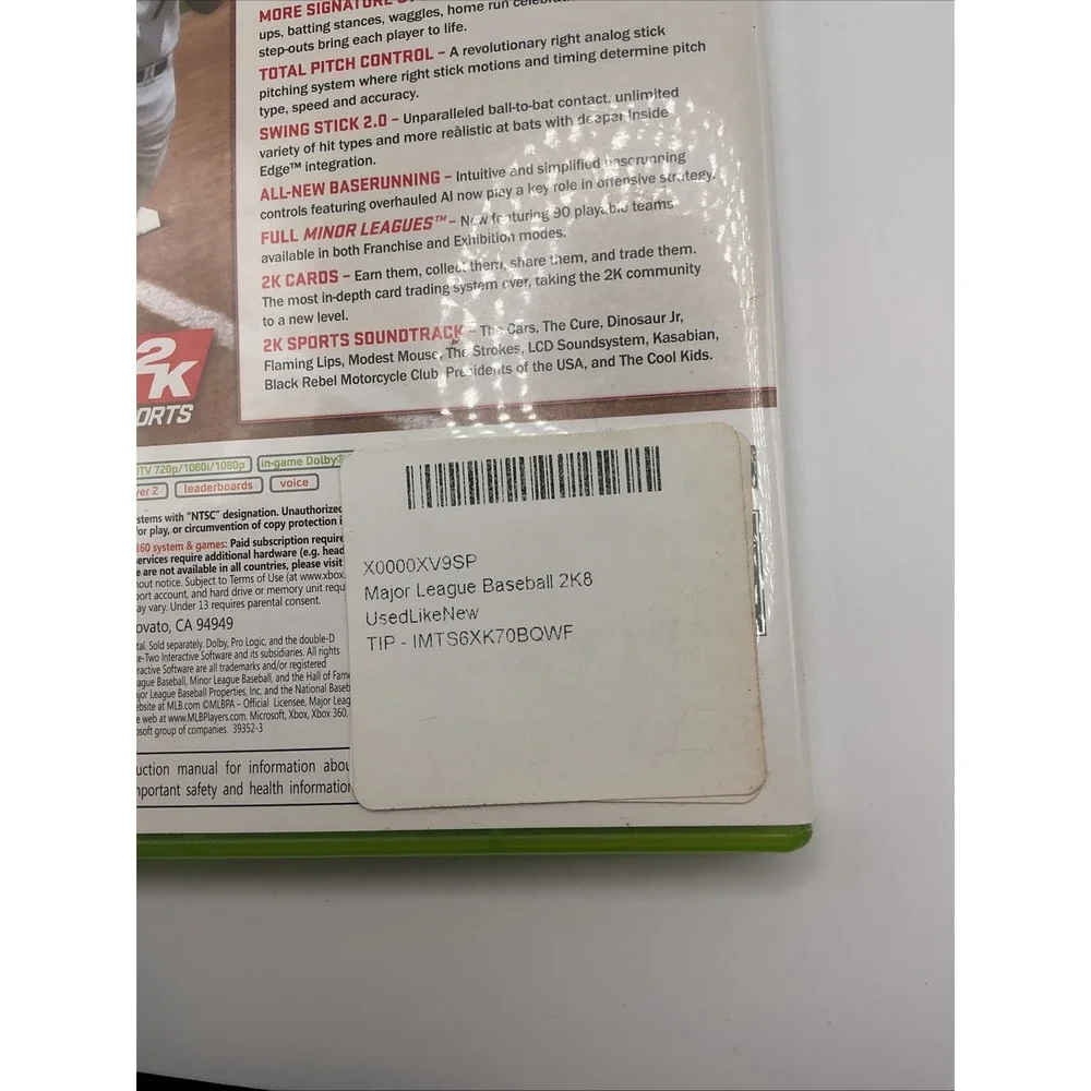 Major League Baseball 2K8 (Microsoft Xbox 360, 2008) CIB, Original White Label
